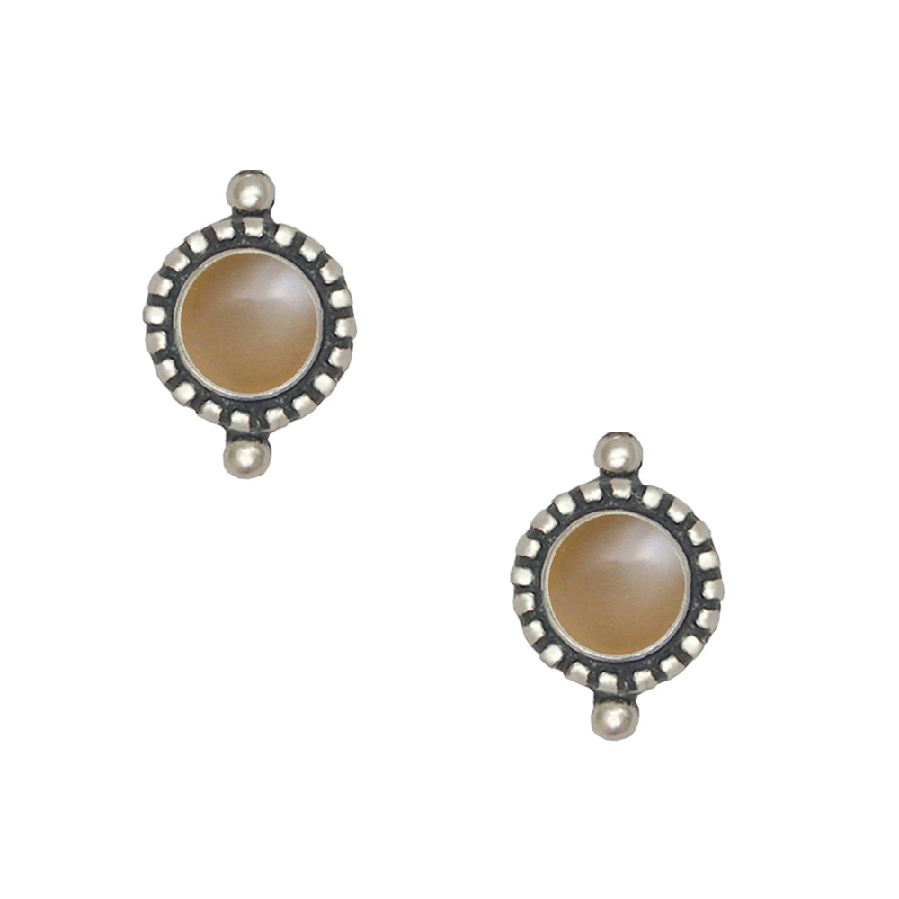 Sterling Silver Little Peach Moonstone Post Stud Earrings